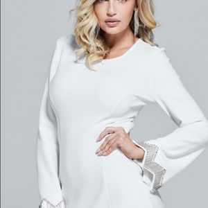 Marciano White Mini Dress with Embellished Cuffs